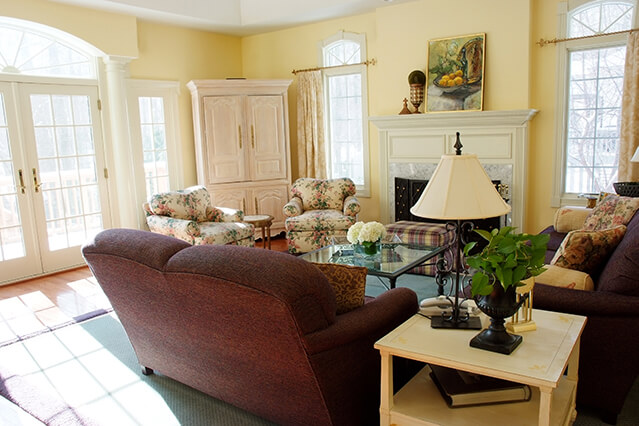 Yellow family room 